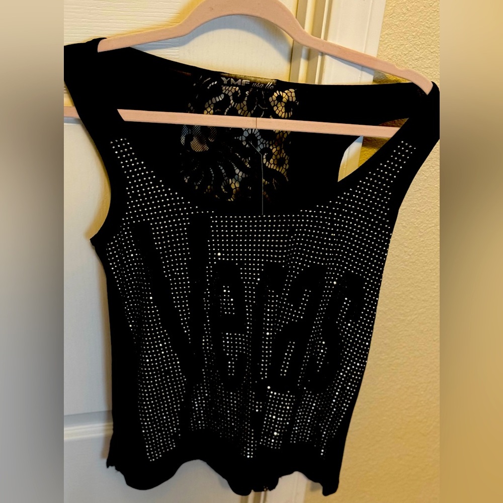 Black crop top, imprint “VEGAS “